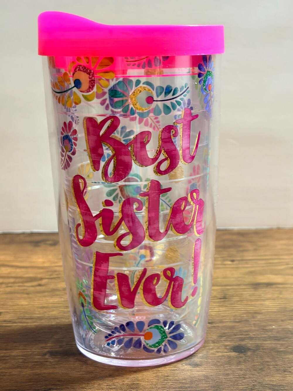 Tervis 16 oz Double-Walled Insulated Tumbler Best Sister Ever Floral Design